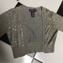 Say What? Vintage Y2K  Metallic Silver Gold Sequin Cropped Shrug Bolero Shiny SzS Photo 1