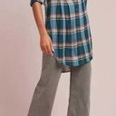 Akemi + Kin Anthropologie  Lucie Blue Green Flannel Plaid Tunic Shirt, EUC, Small Photo 0