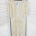 Rebellion  Again Lace Boho Kimono Cadigan Duster Cream Small Midi Photo 7