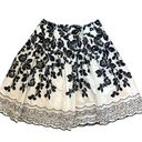 Talbots Petites Black White Full Pleated Skirt Sz. 10P Floral Lined Crochet Hem Photo 0