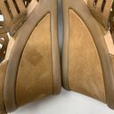 Petal Earth Women's Sz 9.5  Back Zip Wedge Heeled Sandals Laser Cut Leather Brown Photo 4