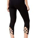 Gaiam [] Black Om High Rise Cutout Blue Lattice Yoga Crop Leggings Size Small S Photo 0