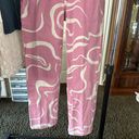 Cotton On Loose Straight Pink and White Jeans with a Zebra-Like Pattern Photo 1