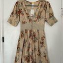 Agua Bendita Menta Sunbaze Beige Floral Dress NWT S Photo 0