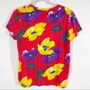 Draper James  Women's Red Floral T-Shirt‎ Sz Small Bold Bright Preppy Photo 2