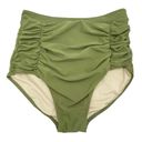 Relleciga NWT  Swim High Waisted Ruched Retro Bikini Bottom Army Green Size XL Photo 1