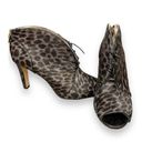 Louise et Cie  Real Cow Hair Leopard Peep Toe Lace Up Booties Photo 1