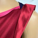 T Tahari Tahari Red Boat Neck Multi Color Tee Satin Sleeve Top Women’s Small Photo 2