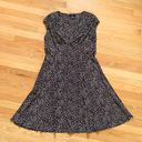 CHAPS brown with white dots cap sleeve V neck flowy dress Photo 12