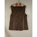 Chico's  Faux Suede Vest Jacket Faux Leopard Fur Trim Lining Pockets 0=S NEW Photo 5