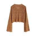 Chicwish One Sz Hollow Out Flared Sleeve Crop Knit Top Caramel Boho Cottagecore Photo 4