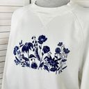 American Eagle  Outfitters Floral Front Sweatshirt White Blue Medium Grandma Photo 4