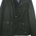 American Eagle  Womens Wool Pea Coat Size M Dark Olive Marled Fleece Lined Hooded Photo 1