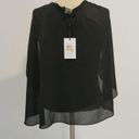 DKNY  Women's Chiffon Cape Sleeve Cardigan Sweater Black Size S Photo 3