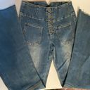 Wishlist  High Rise Bell Bottom Flare Raw Hem Light Wash Jeans - Size Small Photo 5