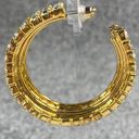 Dress Up Gold Tone Hoop Rhinestone Pierced Post Earrings Women Sparkle Shine  Photo 3