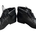 London Fog  Clora Black Faux Leather Foldover Lace Up Ankle Boots Size 7 NWOB Photo 5