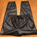 ZARA  Black Vegan Faux Leather Cargo Joggers Jogger Pants Size Large Photo 6