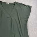 ee:some  Womens Blouse Top 1XL Olive Green V-neck Relaxed Fit Cap Sleeve Stretch Photo 7