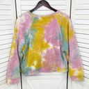 Paper Crane  Tie Dye Cropped Sweatshirt Pink Yellow Teal Large Photo 7