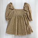 Storia  lace floral puff sleeve mini dress yellow gold wedding event S boutique Photo 3