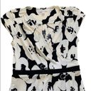 Krass&co NY& Dress Off White Black Floral Cap Sleeves Faux Wrap Dress Size Small Photo 4