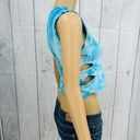 American Vintage VINTAGE 90s Pro West SMALL Redondo Beach Pirate Skull Blue Tie Dye Crop Top Photo 1