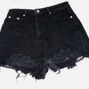 Missguided  Distressed Black Shorts Size 4 High Rise Cut Off Jean Denim Photo 0