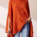 Lou & grey  Wool Blend Burnt Orange Asymmetric Poncho Turtleneck Sweater One Size Photo 0