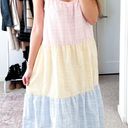 By the River Pastel Colorblock Tiered Midi Dress Photo 0