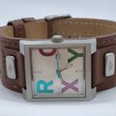 Roxy  women 26mm silver tone Quartz analog date watch brown leatherband w/battery Photo 0