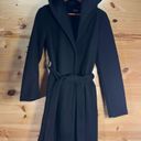 ZARA  Women's Size Medium Black Hooded Belted Open Coat Mid-Length Style 3046/770 Photo 2