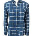 Draper James  Womens Button Up Shirt Blue Plaid Long Sleeve Cuff Round Hem 2 Photo 0