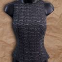 Carmen Marc Valvo Vintage  Black Gray Beaded Sleeveless Knit Top Photo 4