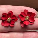 Petal Stunning Red Flower  Earrings Photo 4