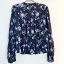 Rebecca Minkoff  Blouse Maggie Top Button Front & Neckties Sz L NWT Floral Black Photo 10