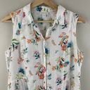 J.Jill  White Multicolor Floral Paisley Linen Collared Sleeveless Button Up Tank Photo 2