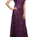 Alex Evenings  Embellished Lace A-Line Gown, Purple Eggplant Size 14 New w/Tag Photo 9