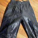 Oleg Cassini Vintage Leather Trousers Pleated Pinstripe High Waist Culottes Skinny Slim Pants Rave Goth Photo 1