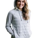 Zyia  Sweatshirt Womens Small Gray Quilted Front Hoodie Casual Workout Athleisure Photo 5