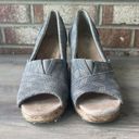 Toms  Shoes Womens 6.5 Classic Pump Wedge Heels Shoes Gray Slip On Cork Peep Toe Photo 4