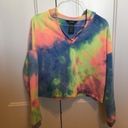 Justify Women’s size medium cropped tie dyed hoodie sweatshirt Photo 8