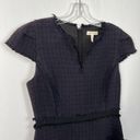 Rebecca Taylor Deep Purple Tiered Tweed Knit Fit & Flare Cap Sleeve Dress 6 Photo 2