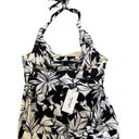 Swimsuit For All NWT Swimsuits For All Floral Blouson Halter Tankini Top Black White Size 16 Photo 5