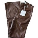 Pistola NWT  x Revolve Cassie Leather High Rise Straight Leg Chocolate Brown Pant Photo 0