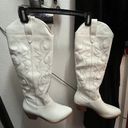 Knee High Cowboy Boots White Size 8 Photo 0