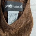 Sag Harbor  Womens Sweater M Brown Metallic Ribbed Mock Neck Career Church Boho Photo 2