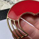 Monet Vintage Signed  Gold Tone Red Enamel Brooch Pin Photo 1