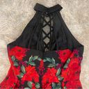 Dear Moon  Halter Dress Black with Red Roses Size 9 Homecoming Wedding Night Out Photo 5