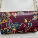 A New Day  Burgundy Wine Floral Clutch Crossbody Purse Gold Hardware Botanical Photo 4